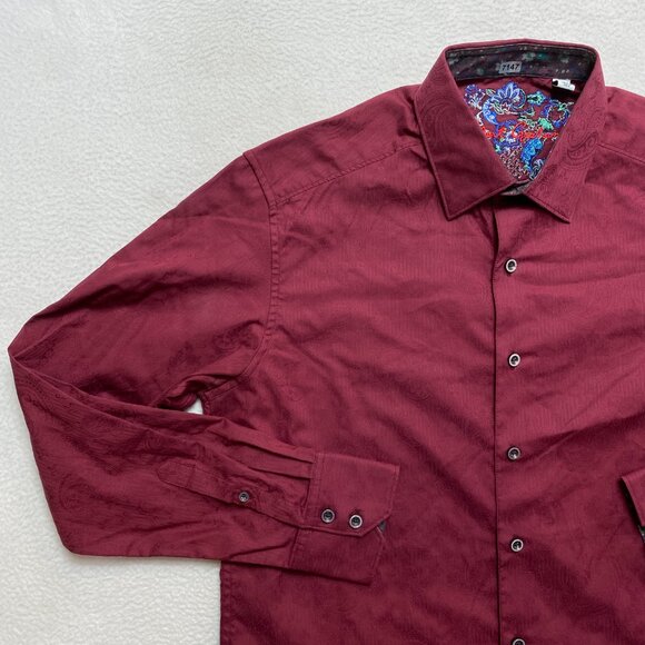 Robert Graham Shirt Mens M Red Long Sleeve Paisley Button Up - Picture 5 of 11